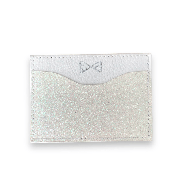 Porte cartes blanc pailleté 
