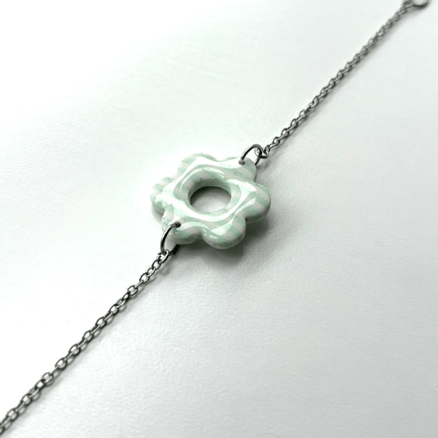 Bracelet mini Barbara rayé blanc et menthe 