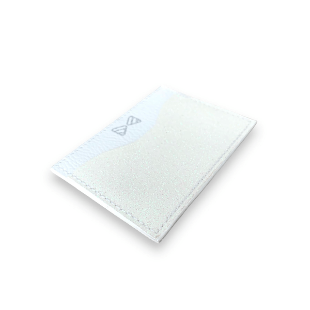 Porte cartes blanc pailleté 