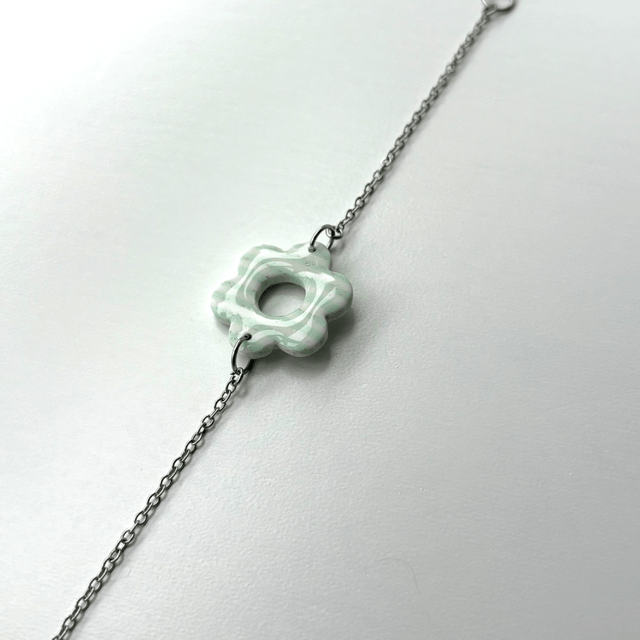 Bracelet mini Barbara rayé blanc et menthe 