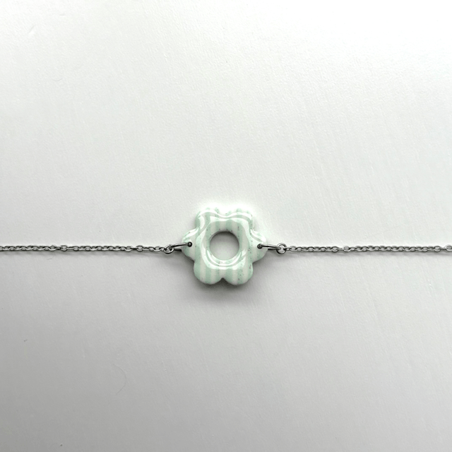 Bracelet mini Barbara rayé blanc et menthe 