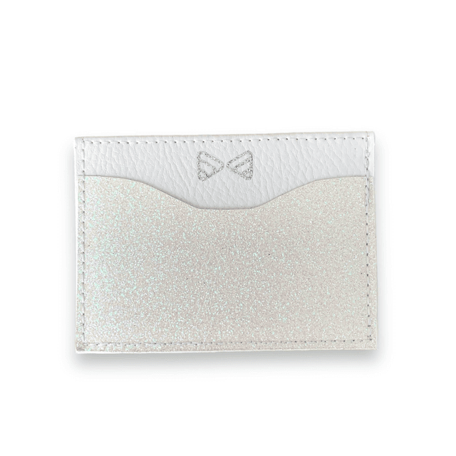 Porte cartes blanc pailleté 