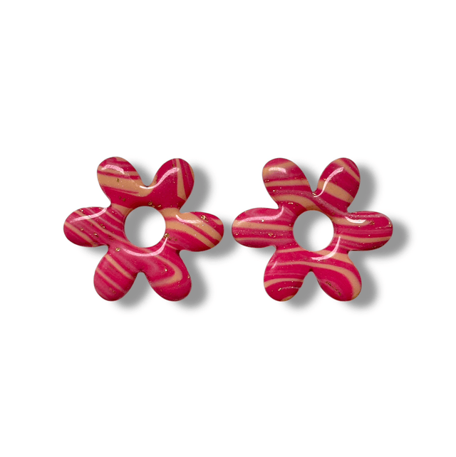 Pampilles Daisy marbrées framboise et pêche 