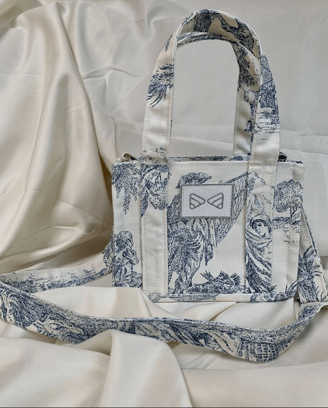 Cabas « Le Romantique » bleu mini