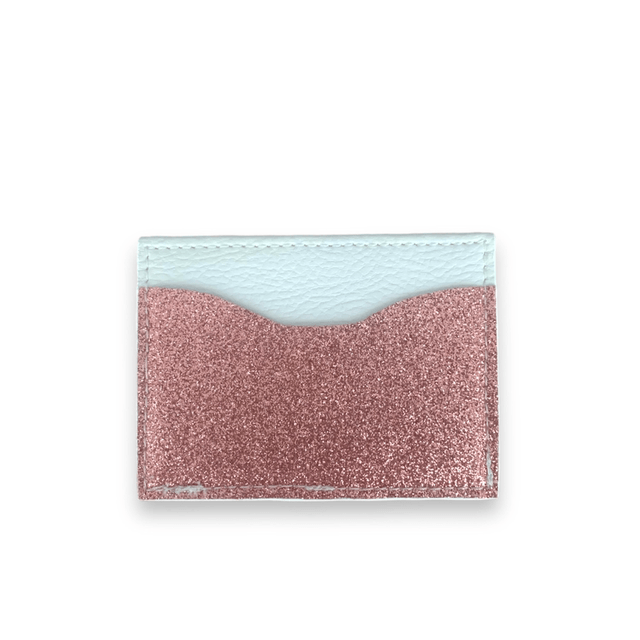 Porte cartes pailleté rose et blanc