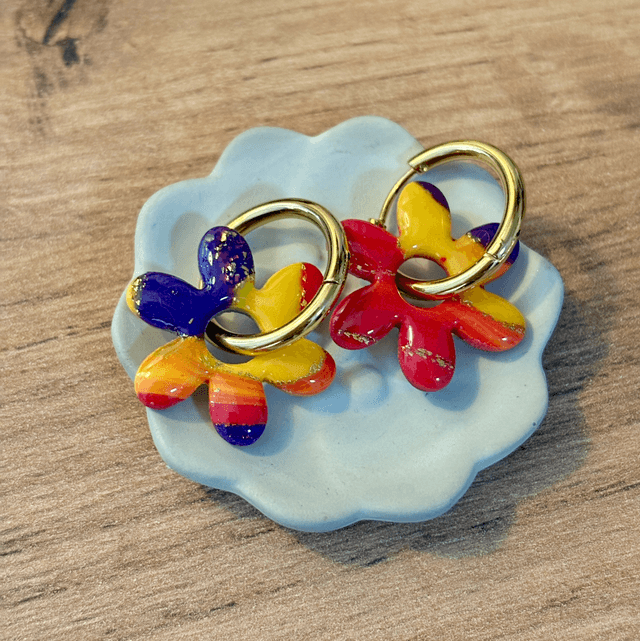 Pampilles Daisy rouge jaune et violet