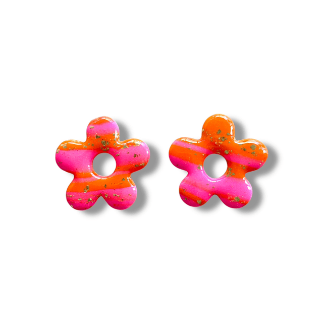 Pampilles Johanna marbré orange et rose fluo