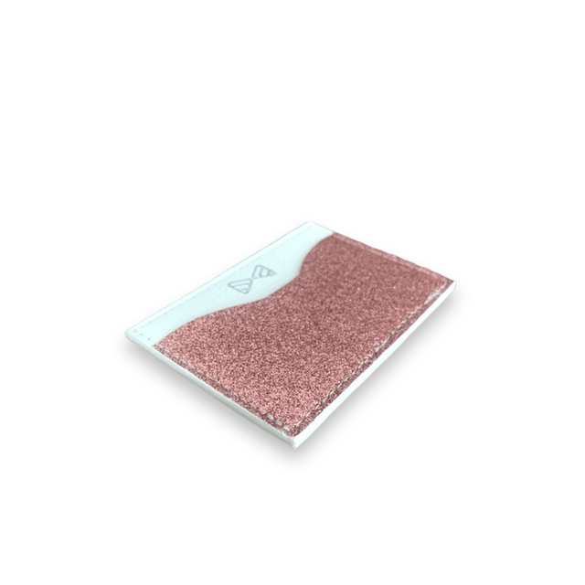 Porte cartes pailleté rose et blanc