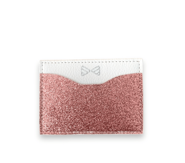 Porte cartes pailleté rose et blanc